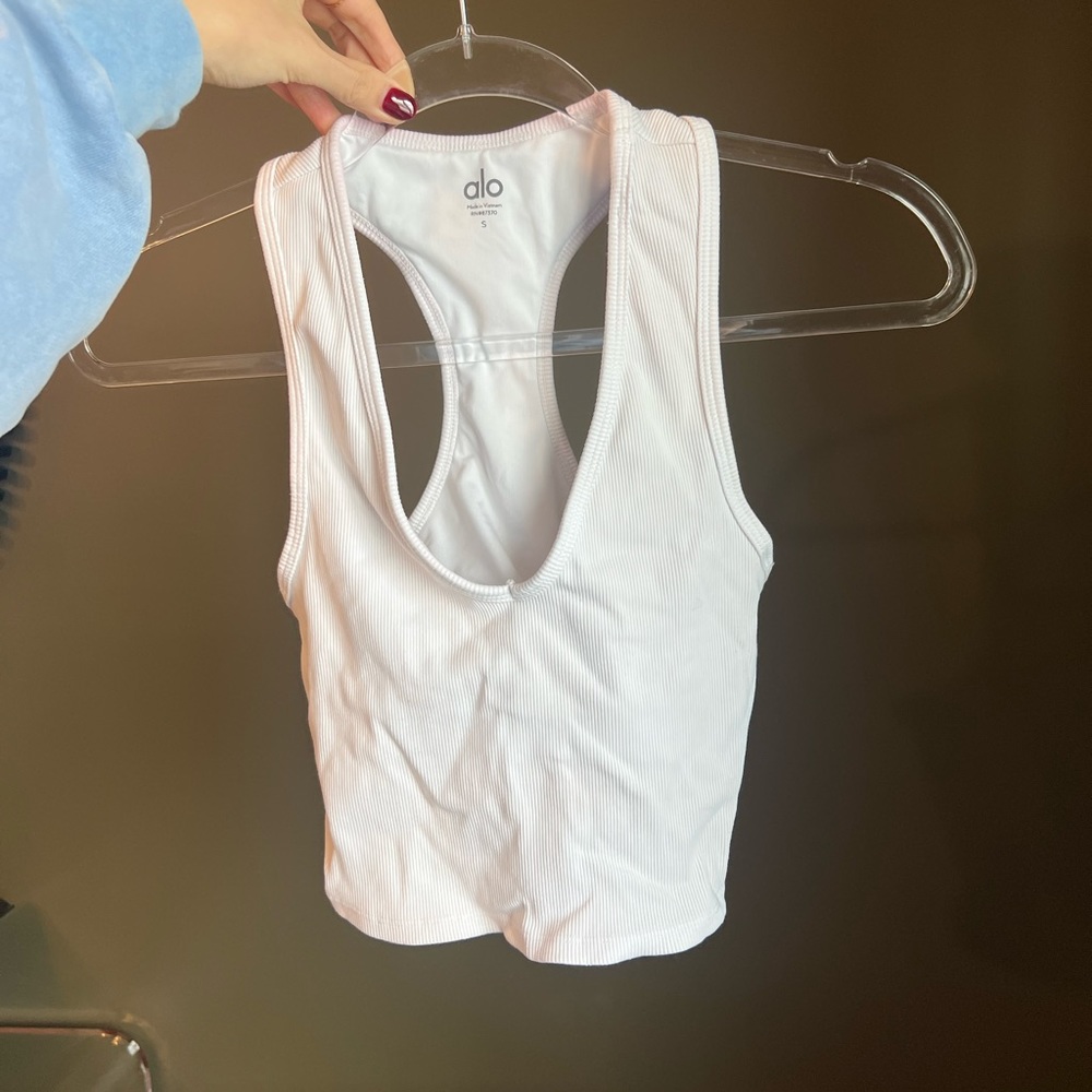 Alo Goddess ribbed cropped racer back tank size S